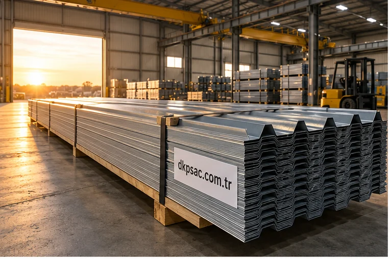 Trapez çatı sacı tabakaları paletli stokta dkpsac.com.tr etiketiyle
